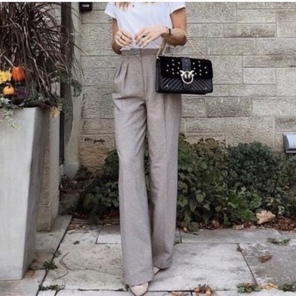 Aritzia Pants - BABATON Rosemarie Pant Wide Leg Trouser Houndstooth Plaid Brown 4 ARITZIA